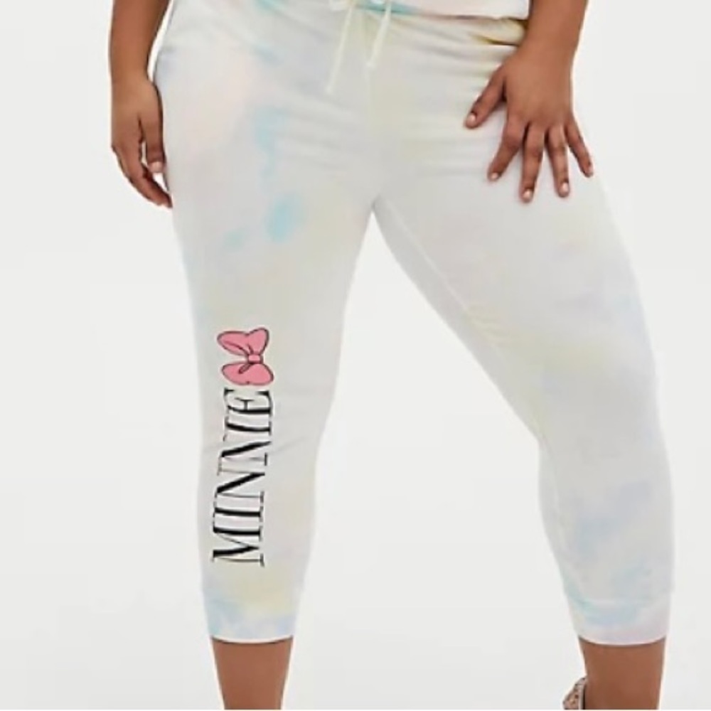 Torrid Disney Minnie Mouse Pastel Rainbow Tie Dye Crop Jogger size 4x NWT